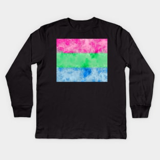 Poly Pride Flag - Water color Kids Long Sleeve T-Shirt